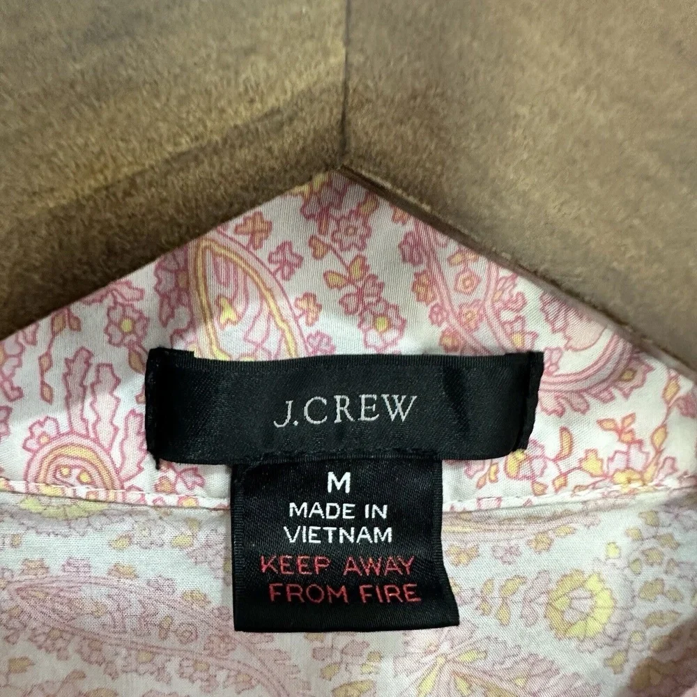 J.Crew Pajama Top Women‎ Medium Pink Paisley Coquette Cottagecore Lounge Preppy
